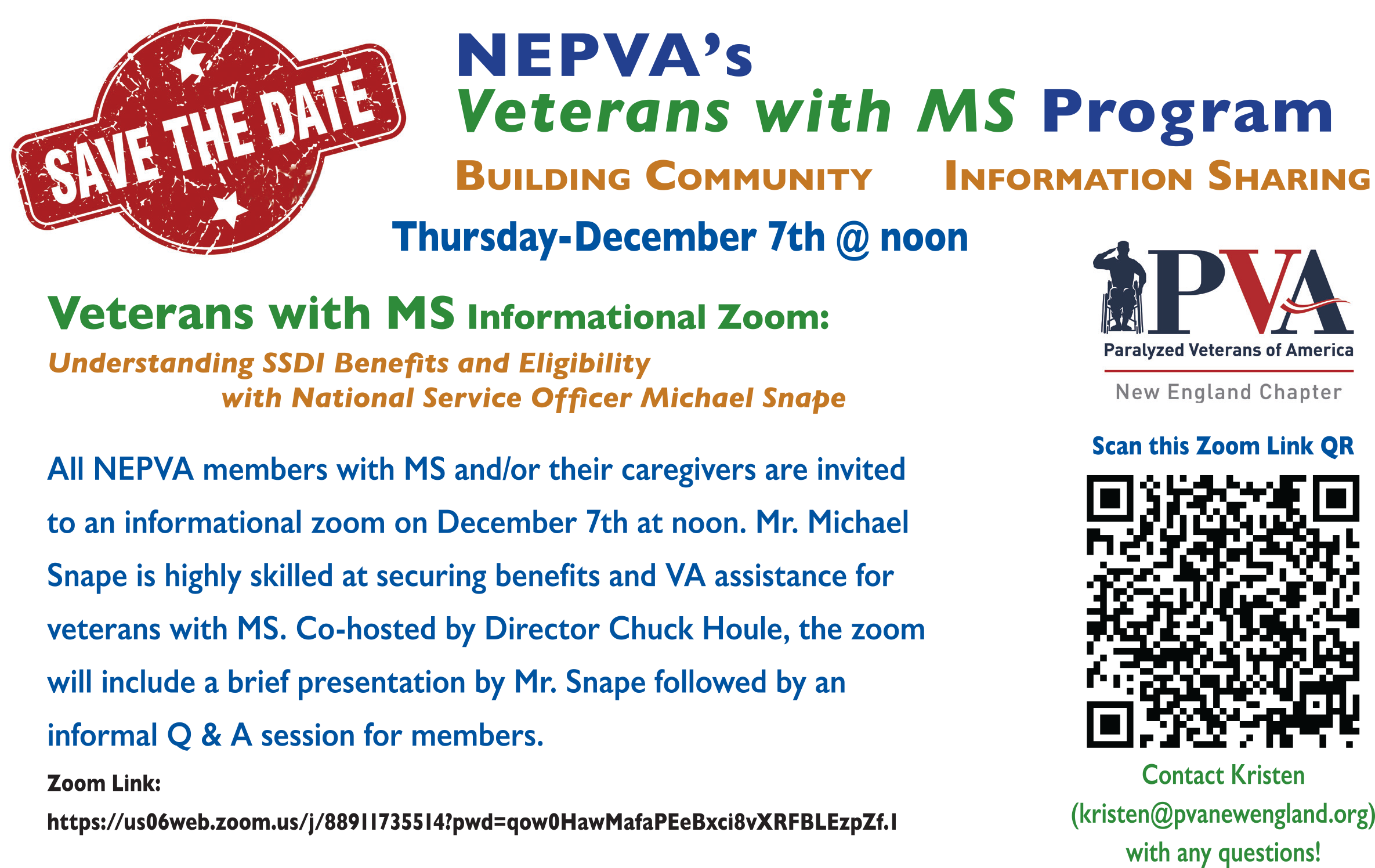 Save the Date -- MS Zoom Meeting -- Dec. 7, 2023