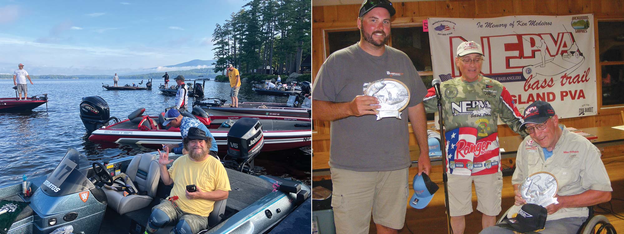 Fishing at the NEPVA Bass Tournament on lake Winnipausalke