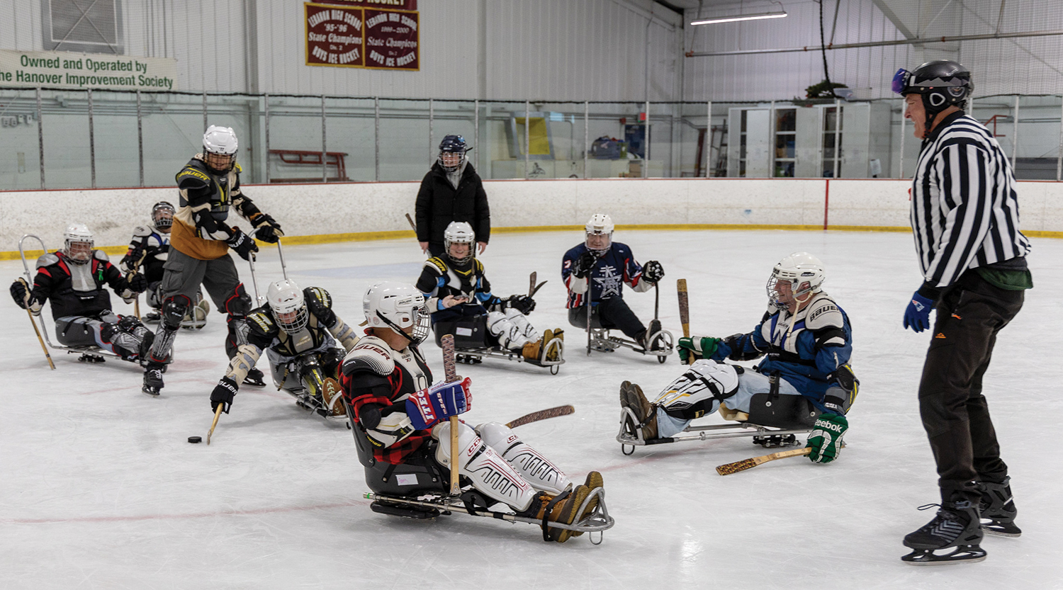 disabled athletes ply sled hockey