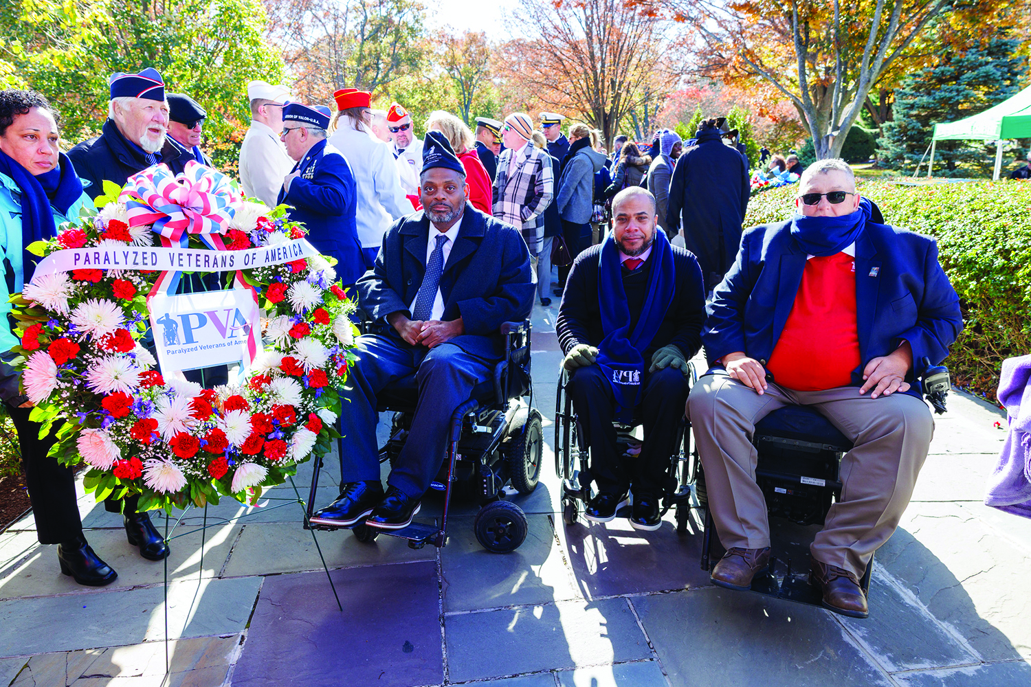 Disabled Veterans gather at Arlington National Cemetary to lay a wreath of flowers
