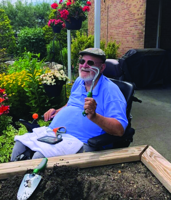 Dick Spizzirri gardening at the Brockton VA.